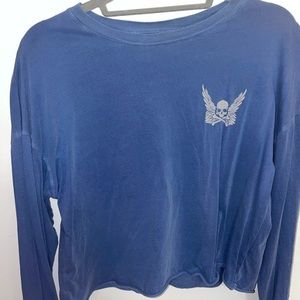 SoulCycle Cropped Long Sleeve Skull Shirt